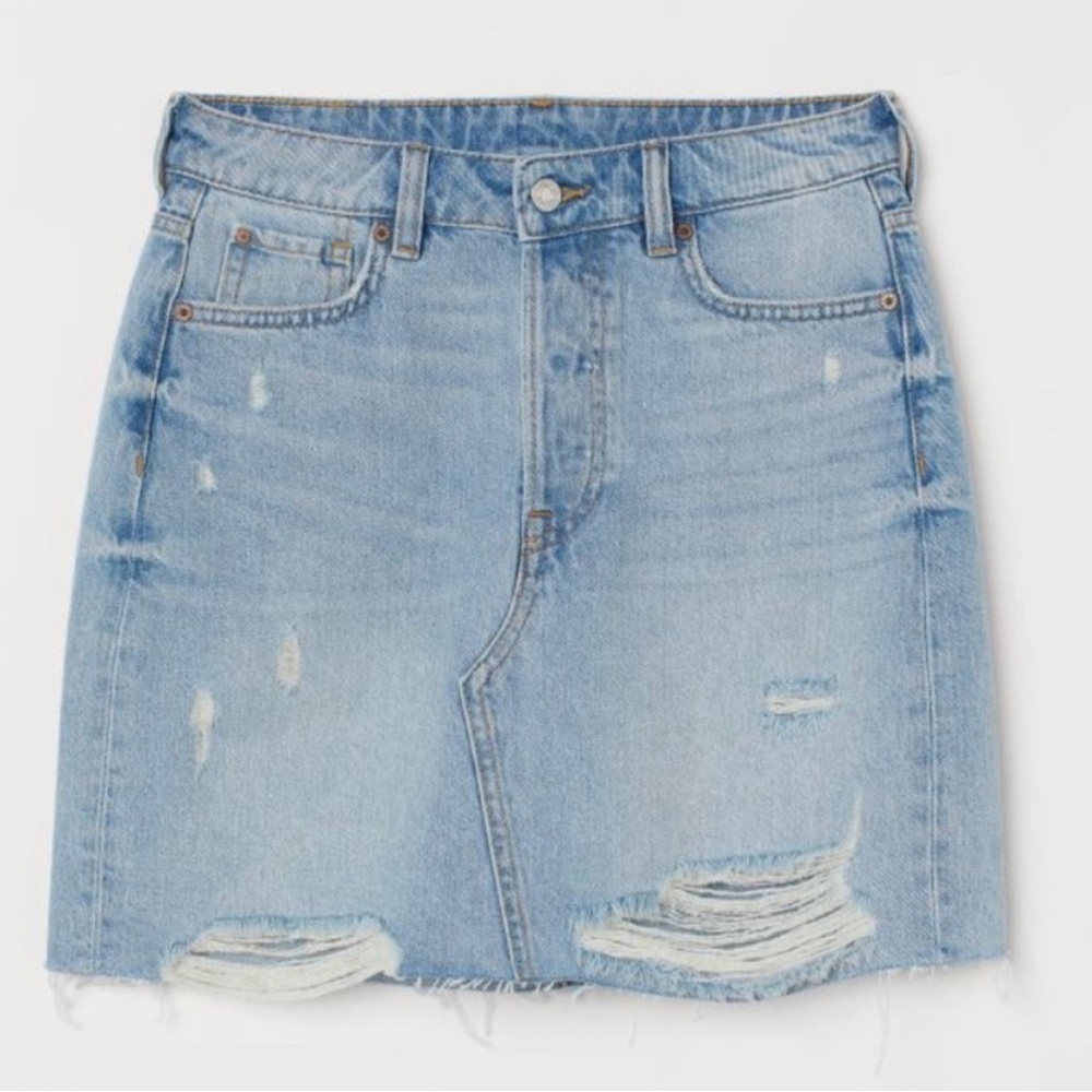 H&M Blue Distressed Mini Skirt